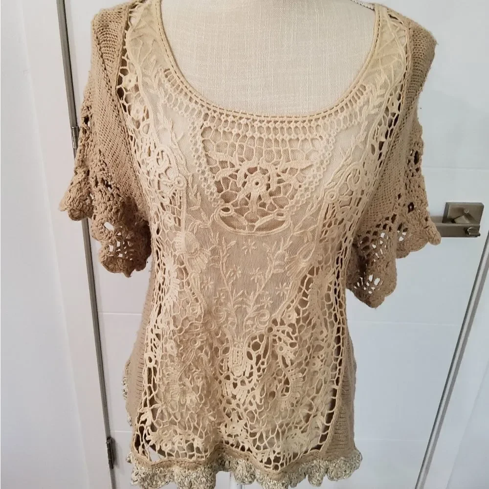 Free People Women's Chunky Knit Sweater Top Size S-P
